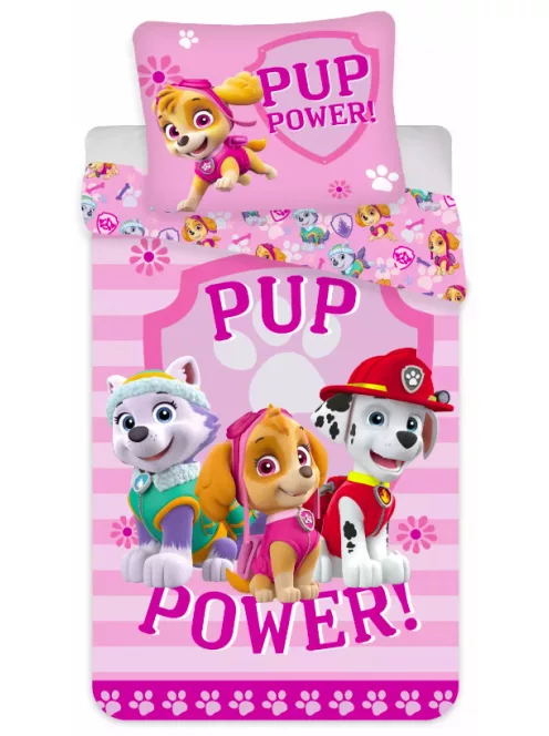 Mancs Őrjárat Pup Power Pink ágyneműhuzat 140×200 cm, 70×90 cm microfibre /microfiber Nr20