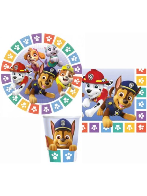 Mancs Őrjárat Color Paws party szett 32 DARABOS, 23 cm-es tányérral Nr3