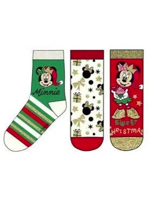 Mickey, Minnie Karácsony gyerek bokazokni 3 pár/csomag 23-34 Nr4