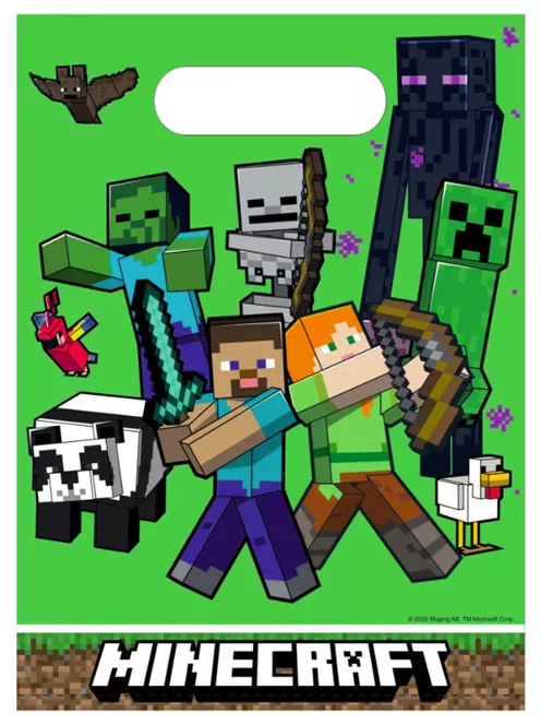 Minecraft műanyag ajándéktasak, ajándékzacskó 6 db-os Nr1