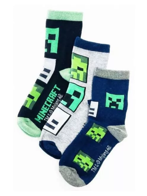 Minecraft gyerek bokazokni 3 pár/csomag 27-38
