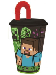 Minecraft szívószálas pohár 430 ml