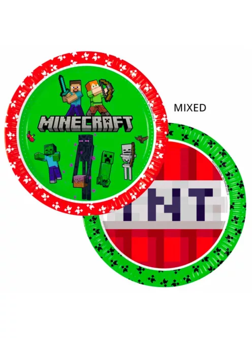 Minecraft papírtányér, party tányér 8 DARABOS, 23 cm FSC Nr1