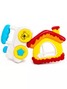 Moppet toys kisautó házikóval csörgő