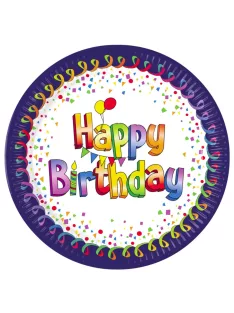   Happy Birthday papírtányér, party tányér 8 DARABOS, 23 cm FSC Nr3