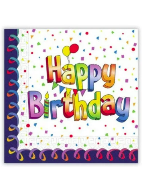 Happy Birthday szalvéta 20 DARABOS, 33x33 cm FSC Nr4