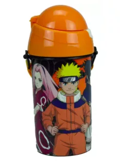   Naruto műanyag szívószálas kulacs akasztóval 500 ml Nr 01