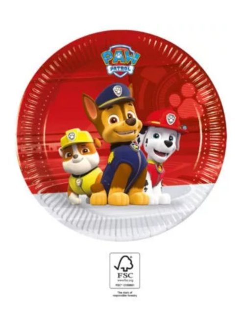 Paw Patrol Ready For Action Mancs Őrjárat papírtányér 8 DARABOS, 20 cm FSC