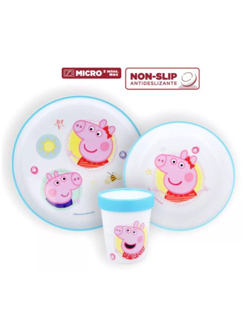Peppa malac csúszásmentes étkészlet, micro műanyag szett