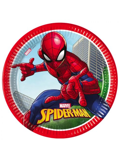 Spiderman Crime Fighter, Pókember papírtányér 8 DARABOS, 23 cm FSC Nr1