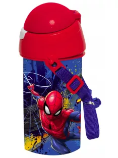   Pókember műanyag szívószálas kulacs akasztóval 500 ml Nr 01