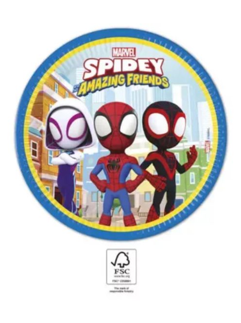 Spiderman, Pókember Spidey papírtányér 8 DARABOS, 23 cm FSC Nr2