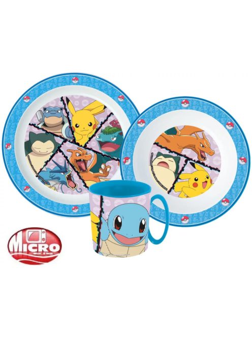 Pokémon étkészlet, micro műanyag szett 265 ml-es bögrével