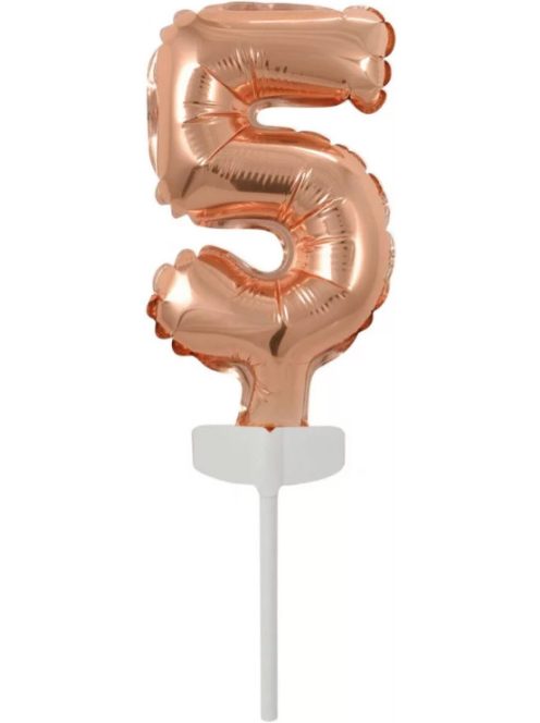 Rose Gold 5-ös szám fólia lufi tortára 13 cm