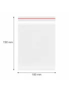 Simítózáras tasak, önzáró tasak, zárható zacskó 100x150 mm