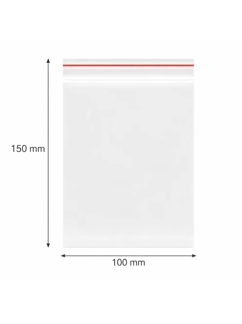 Simítózáras tasak, önzáró tasak, zárható zacskó 100x150 mm