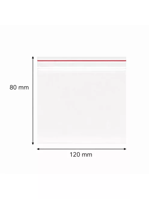 Simítózáras tasak, önzáró tasak, zárható zacskó 120x80 mm