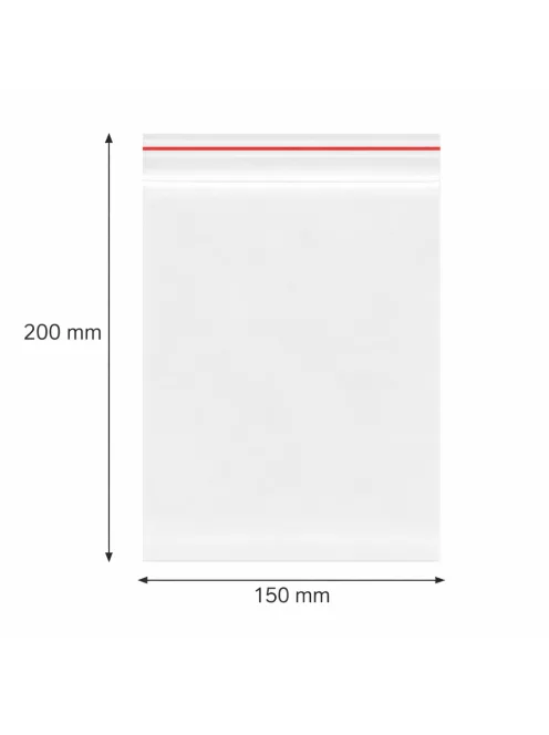 Simítózáras tasak, önzáró tasak, zárható zacskó 150x200 mm