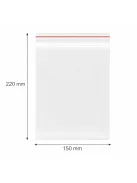 Simítózáras tasak, önzáró tasak, zárható zacskó 150x220 mm
