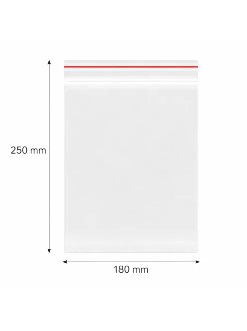 Simítózáras tasak, önzáró tasak, zárható zacskó 180x250 mm
