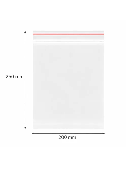 Simítózáras tasak, önzáró tasak, zárható zacskó 200x250 mm