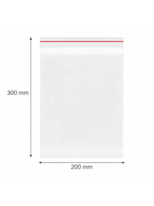 Simítózáras tasak, önzáró tasak, zárható zacskó 200x300 mm