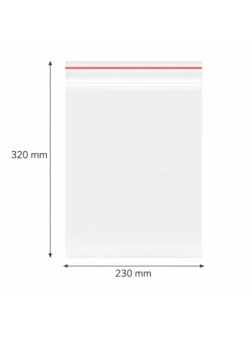 Simítózáras tasak, önzáró tasak, zárható zacskó 230x320 mm