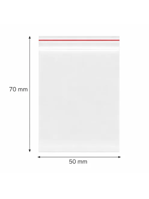 Simítózáras tasak, önzáró tasak, zárható zacskó 50x70 mm