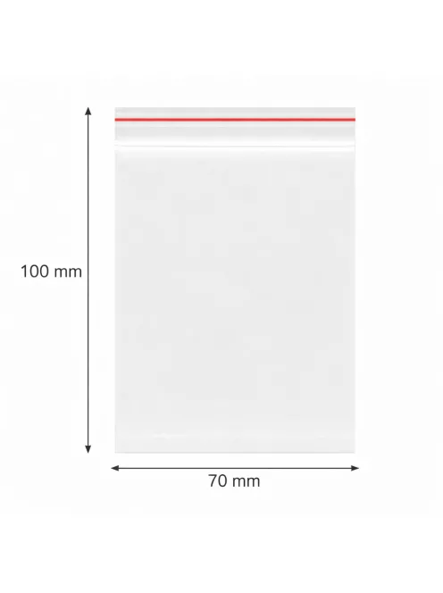 Simítózáras tasak, önzáró tasak, zárható zacskó 70x100 mm