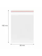 Simítózáras tasak, önzáró tasak, zárható zacskó 80x180 mm
