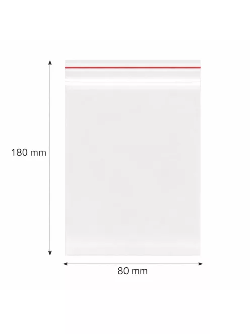 Simítózáras tasak, önzáró tasak, zárható zacskó 80x180 mm