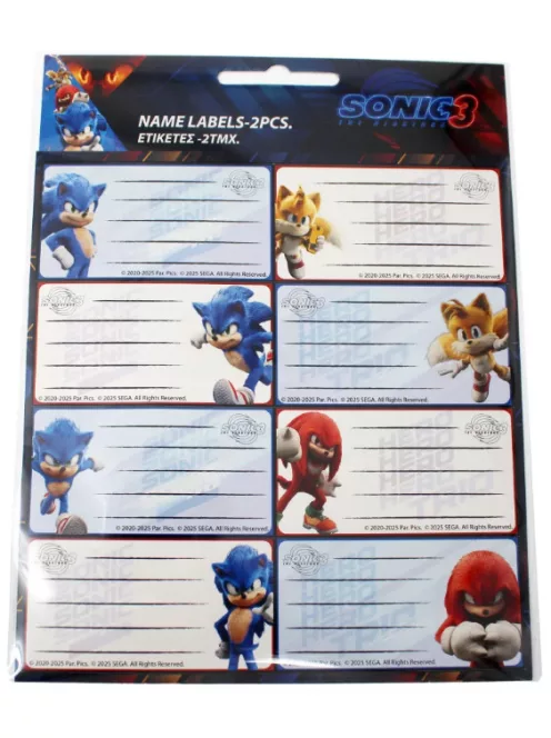 Sonic a sündisznó Hype Man füzetcímke 16 darabos Nr2