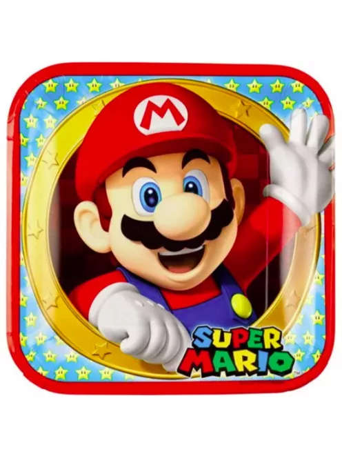 Super Mario papírtányér, party tányér 8 DARABOS, 23 cm Nr4
