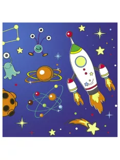 Űr Rocket&Alliens szalvéta 20 DARABOS, 33x33 cm Nr3