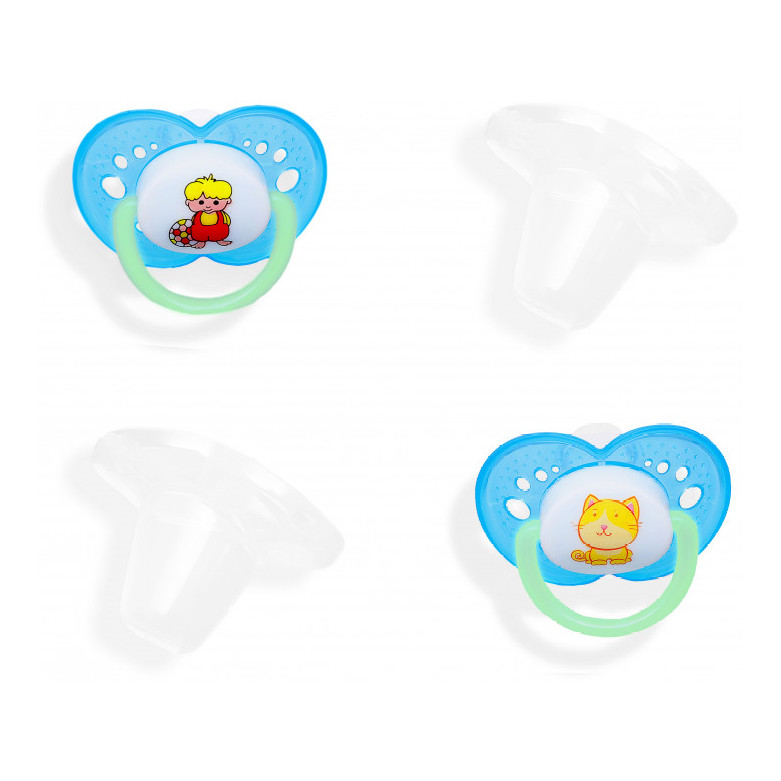 Image of BabyBruin 2db-os szillikon játszócumi kupakkal kék