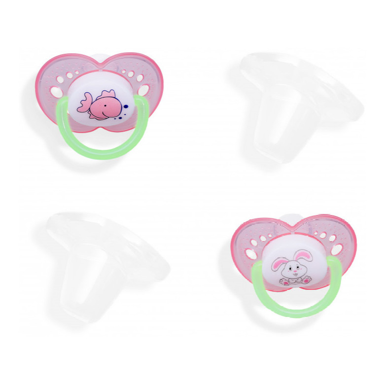 Image of BabyBruin 2db-os szillikon játszócumi kupakkal rózsaszín