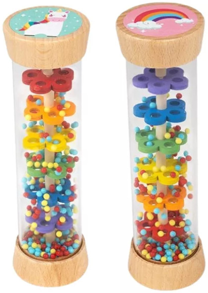 Image of Hengeres színes csörgő - Unikornis és szivárvány esőbot B