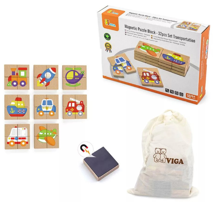 Image of Mágneses fa puzzle - Járművek BX