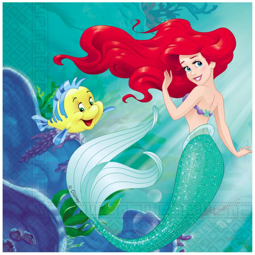 Image of Ariel Curious, Disney Hercegnők szalvéta 20 DARABOS, 33x33 cm FSC