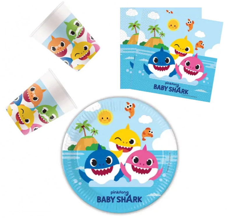 Image of Baby Shark party szett 36 DARABOS, 23 cm-es tányérral