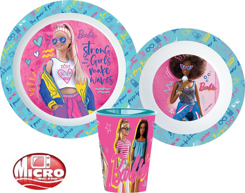 Image of Barbie étkészlet, micro műanyag szett 260 ml-es pohárral
