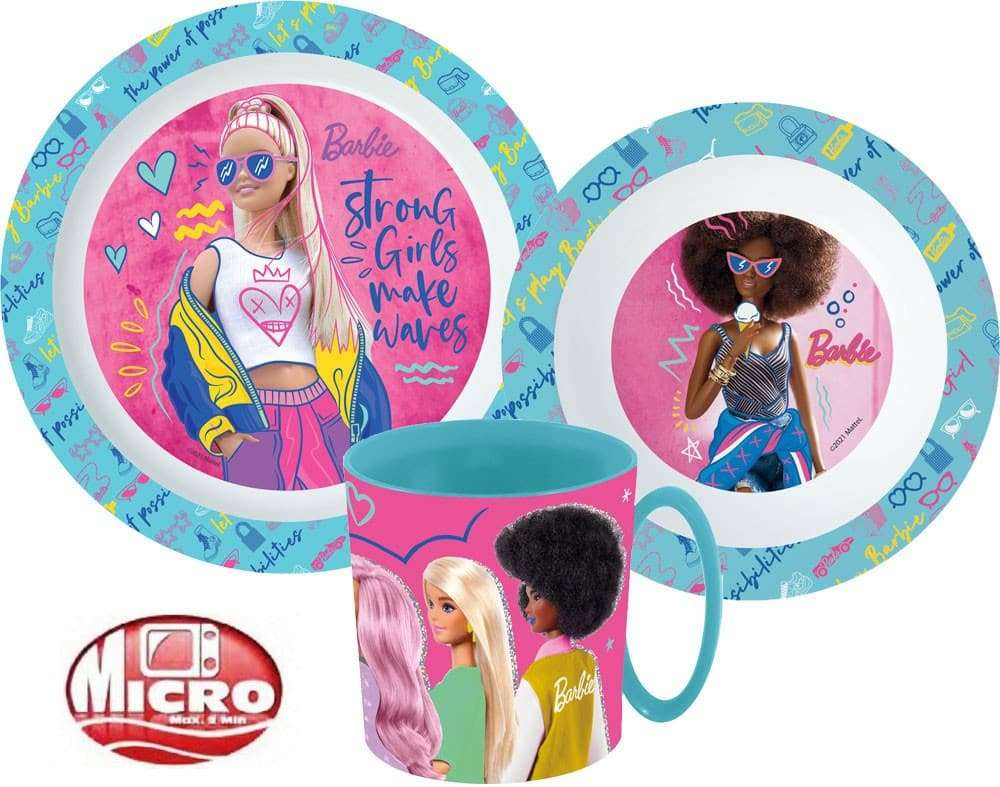 Image of Barbie étkészlet, micro műanyag szett 265 ml-es bögrével