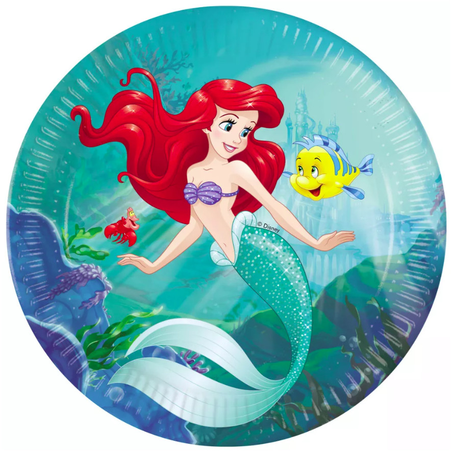 Image of Ariel Curious, Disney Hercegnők papírtányér 8 DARABOS, 23 cm FSC