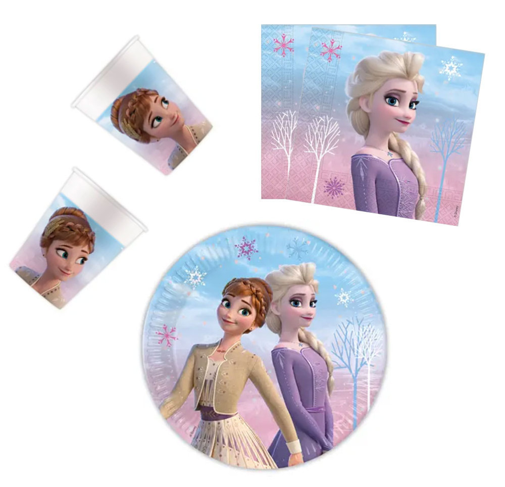 Disney Frozen II Wind Spirit, Jégvarázs party szett 36 darabos, 23 cm-es tányérral