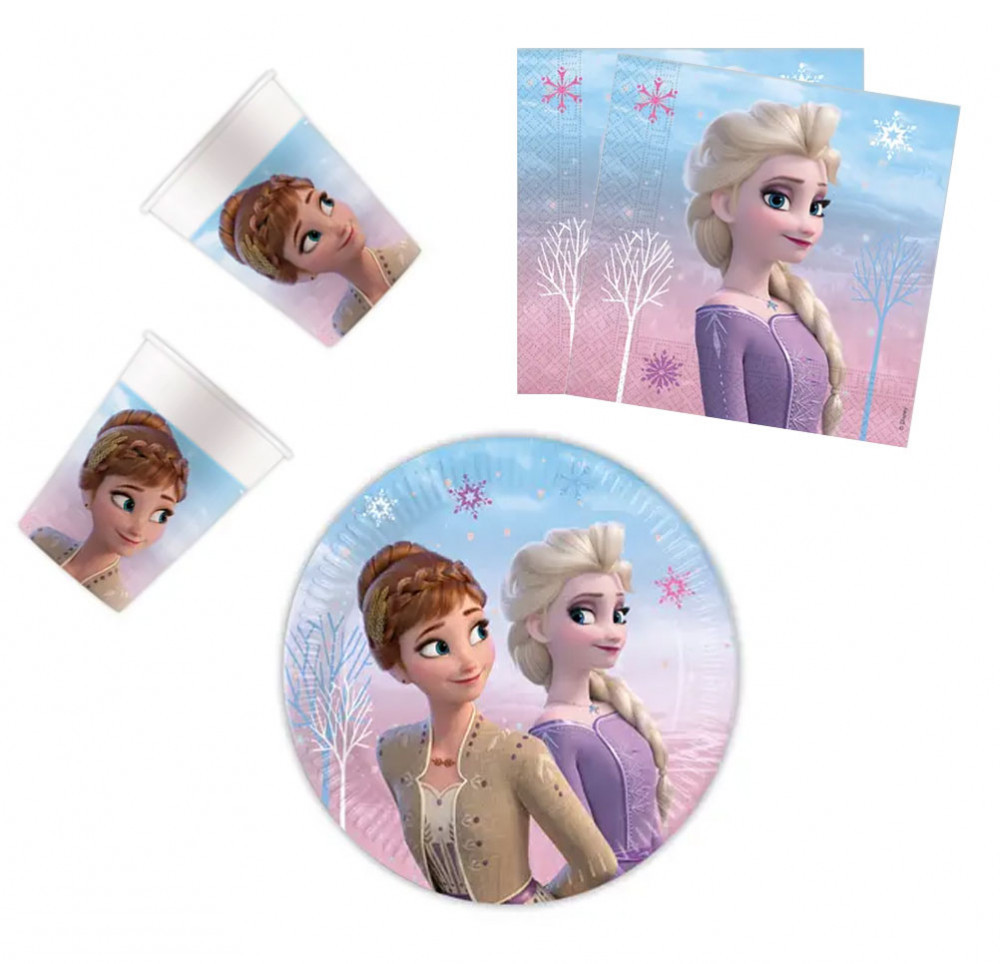 Disney Frozen II Wind Spirit, Jégvarázs party szett 36 darabos, 20 cm-es tányérral