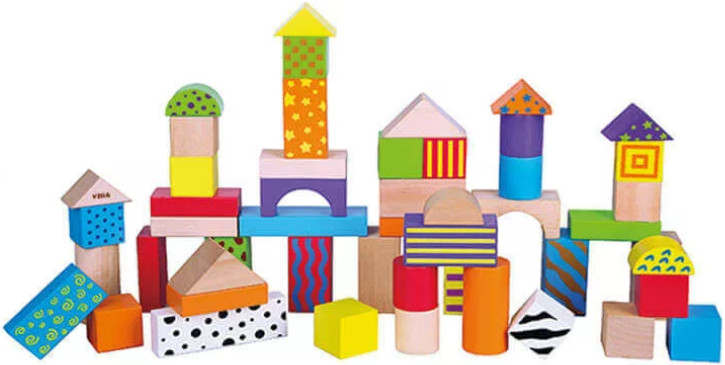 Image of Építőkocka 50 darabos színes, mintás