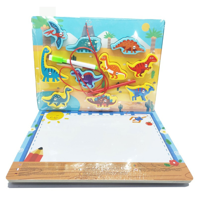 Image of Fa dínós mágneses horgász játék + rajzolótábla 30x23 cm