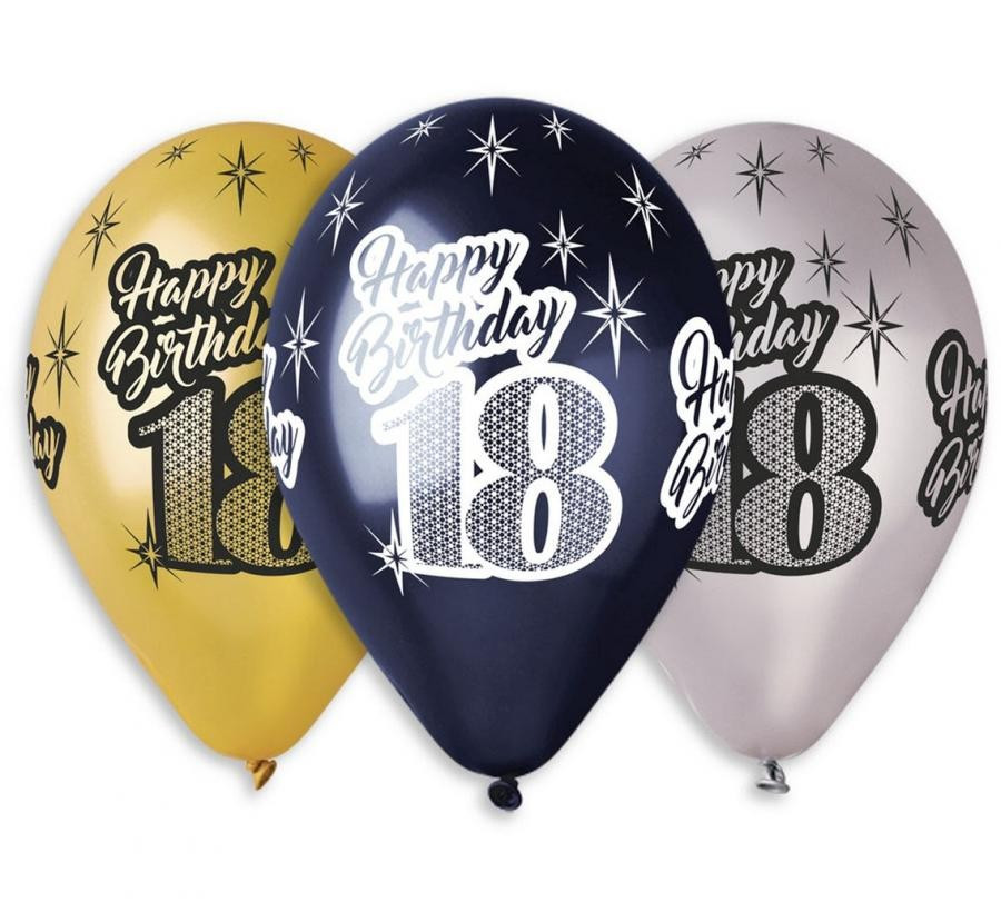 Image of Happy Birthday 18 Metallic léggömb, lufi 5 db-os 30 cm
