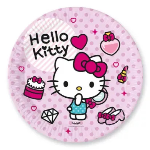 Hello Kitty Fashion papírtányér 8 DARABOS, 23 cm FSC