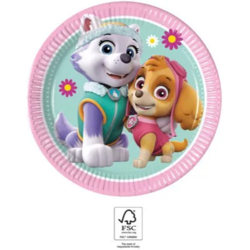 Mancs Őrjárat Skye and Everest papírtányér 8 DARABOS, 20 cm FSC